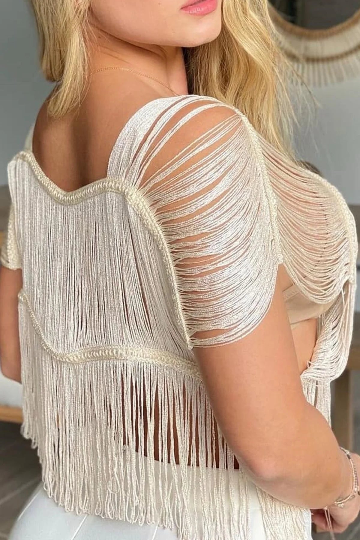 Swim Vcay Summer Beach Fringe Hem Eva Top