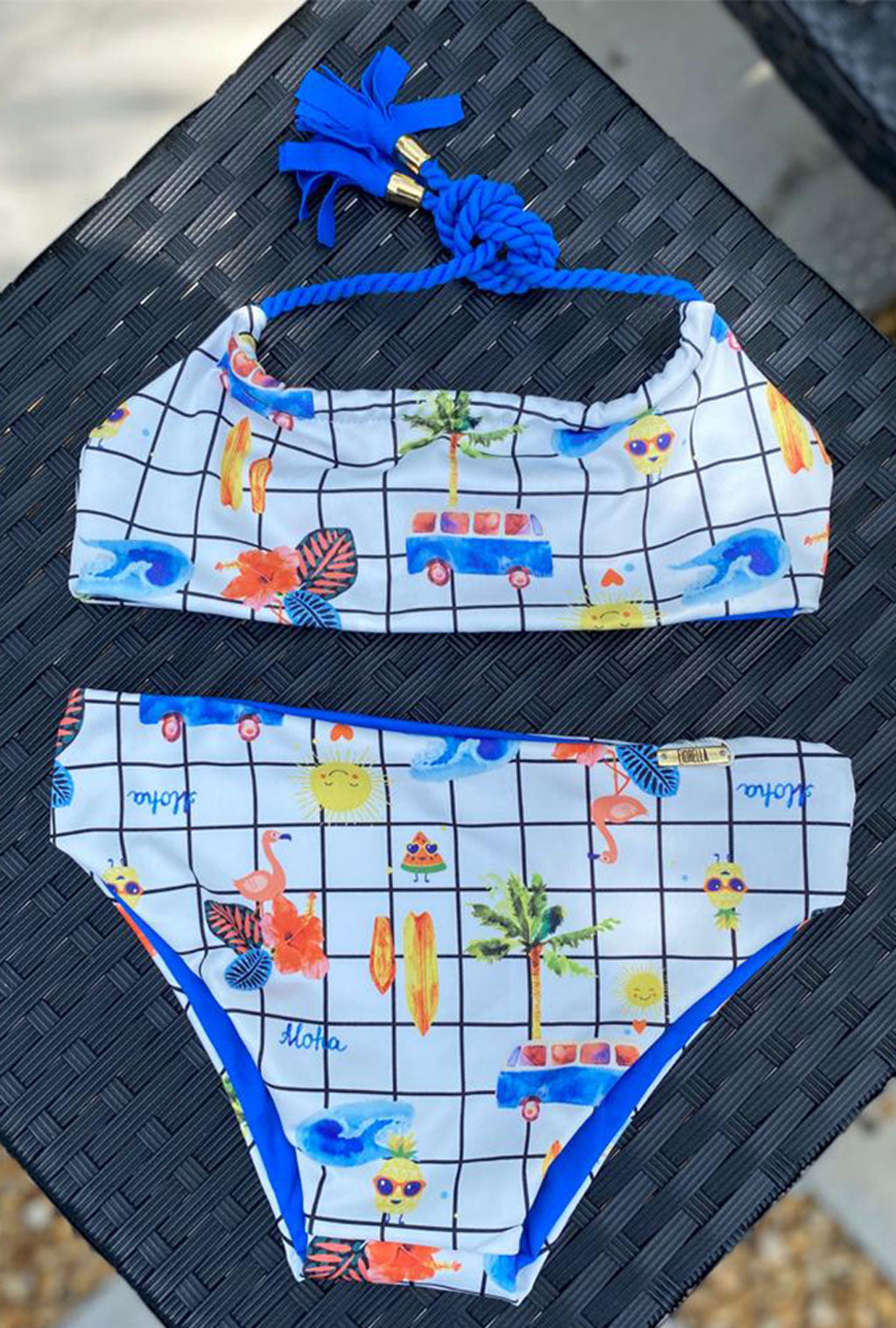 Baby Bikini | Chess Print & Blue - Luxy Beachwear