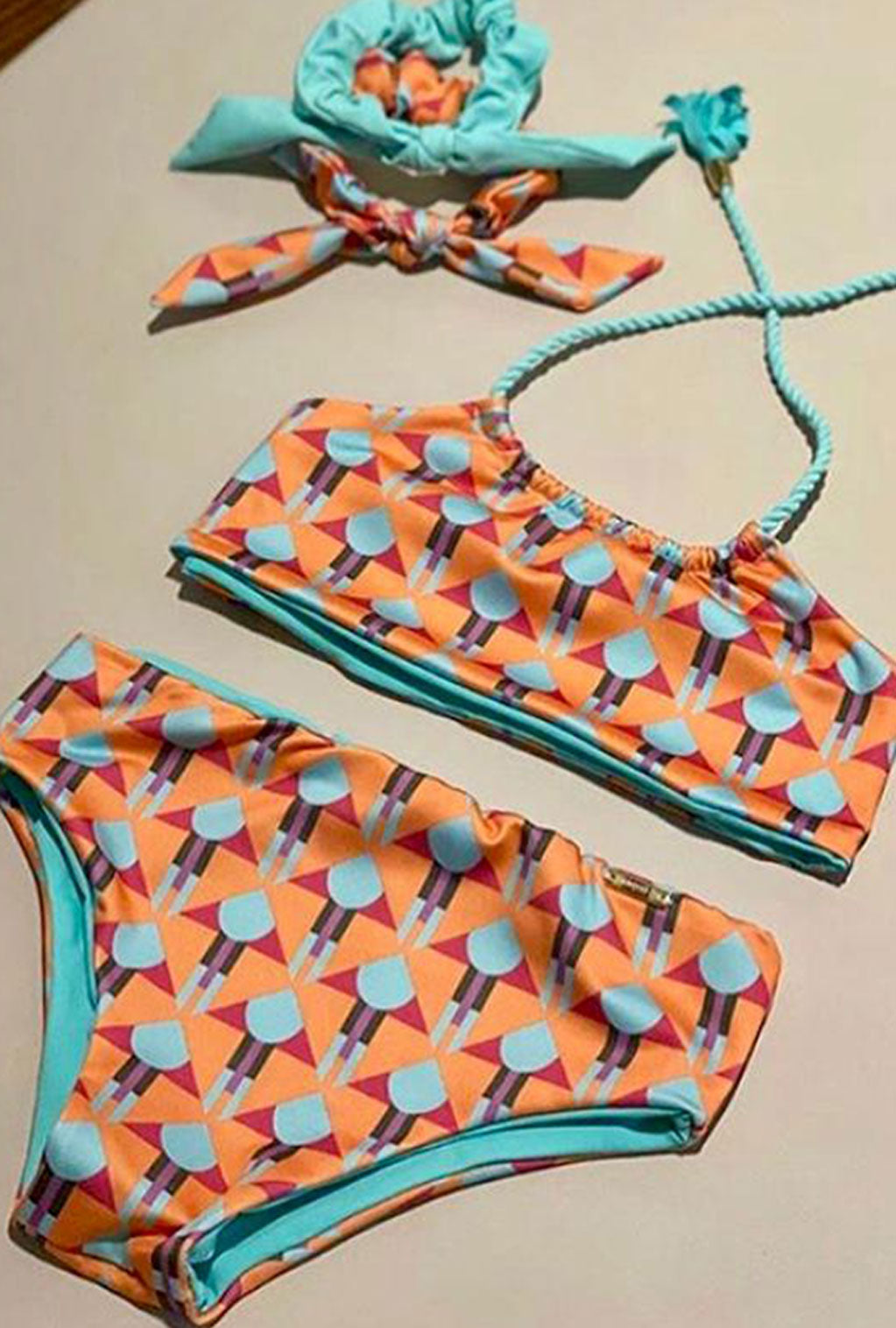 Baby Bikini | Print & Water Green - Double-Sided - Luxy Beachwear