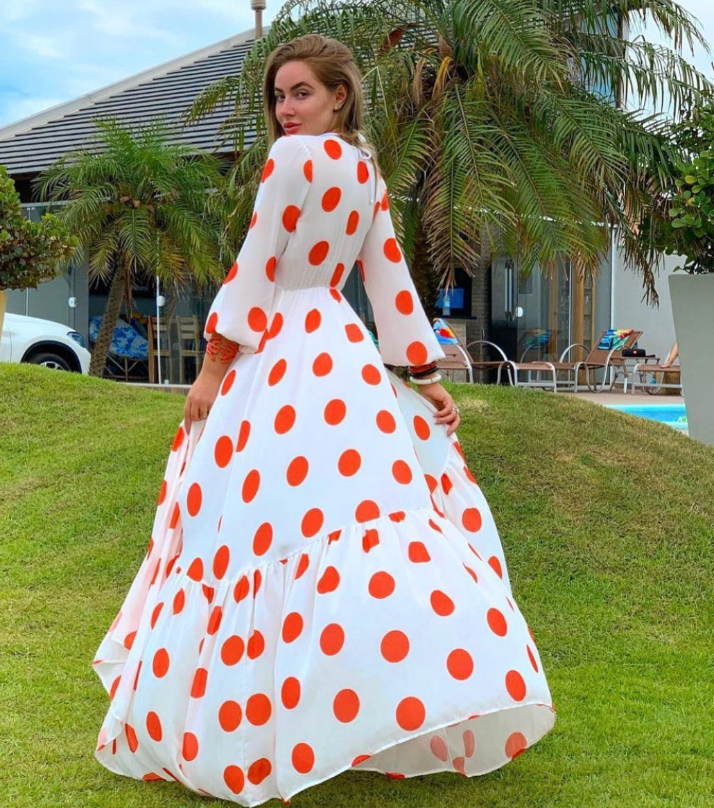 Polka Dots White & Red Kimono - Luxy Beachwear