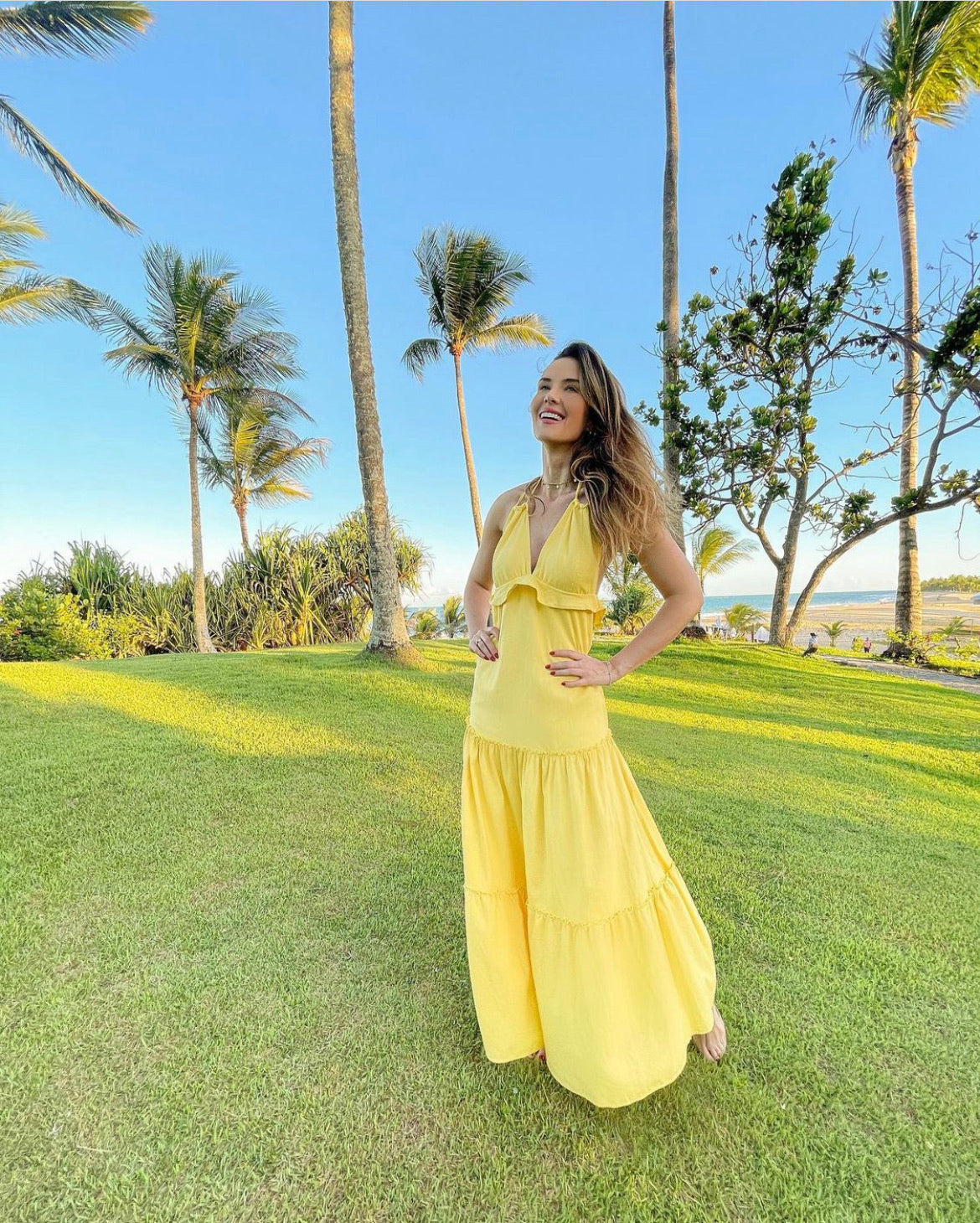 Yellow Linen Flow Dress - Luxy Beachwear