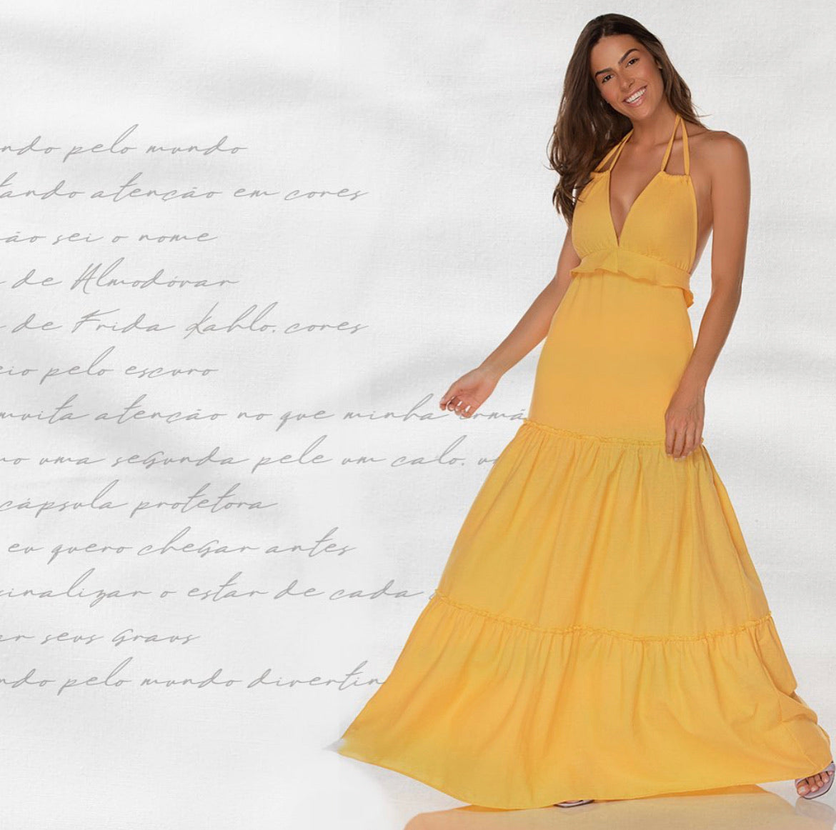 Yellow Linen Flow Dress - Luxy Beachwear